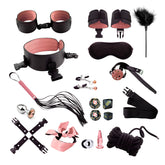 SM Bondage Kit, 20-Piece Set, PU Leather, Adult Toys